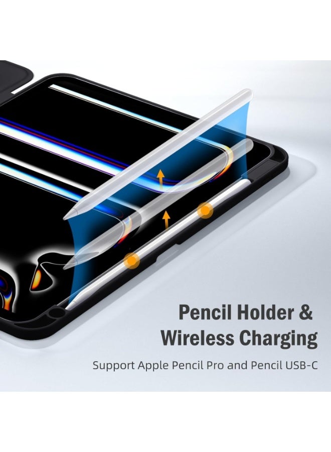 Case Compatible with iPad Pro 11 inch (2024) M4, [Built-in Pencil Holder] Shockproof Cover w/Clear Transparent Back Shell, Auto Wake/Sleep - Image 2